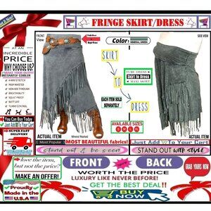 🛑 BULLY Fold Over ➕🆒 SKIRT/DRESS High Waist FRINGE Mineral Wash 💸BUY NOW‼️🟢